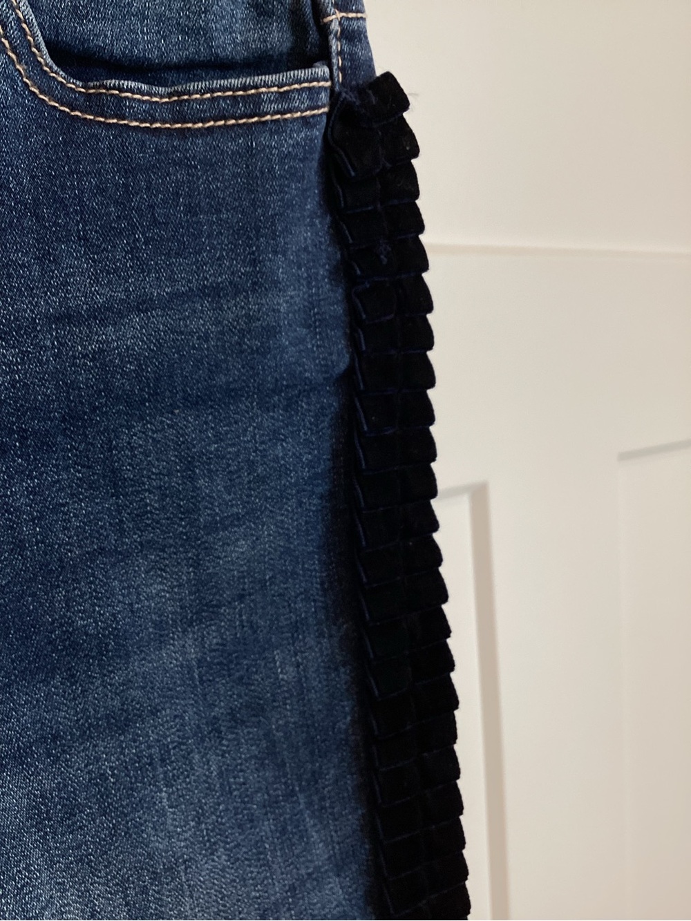 Bebe Textured Velvet Side Stripe Jeans Dolce Vita Skinny New 26 Dark Blue - Picture 7 of 14